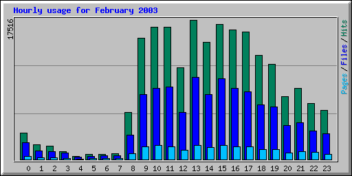 Hourly usage for February 2003